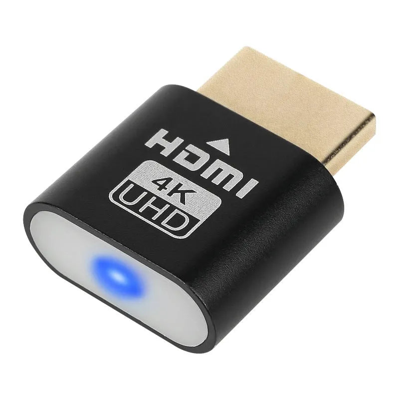 26.5mm HDMI graphics card virtual display device in gold finish preventing screen blanking during GPU tasks