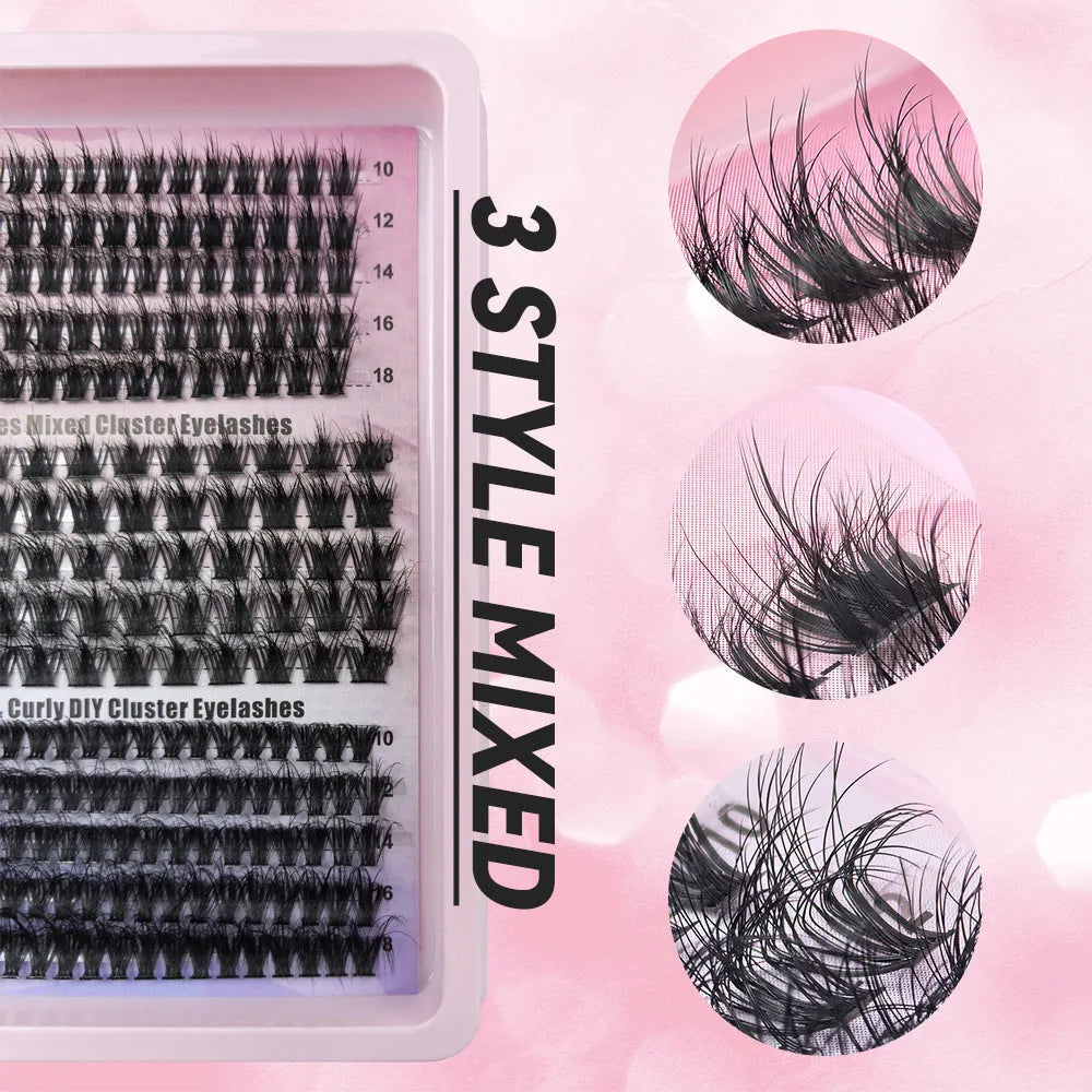 Creative large capacity messy eyelash mixed box measuring 13.7cm x 13.5cm x 1.4cm with five specification options