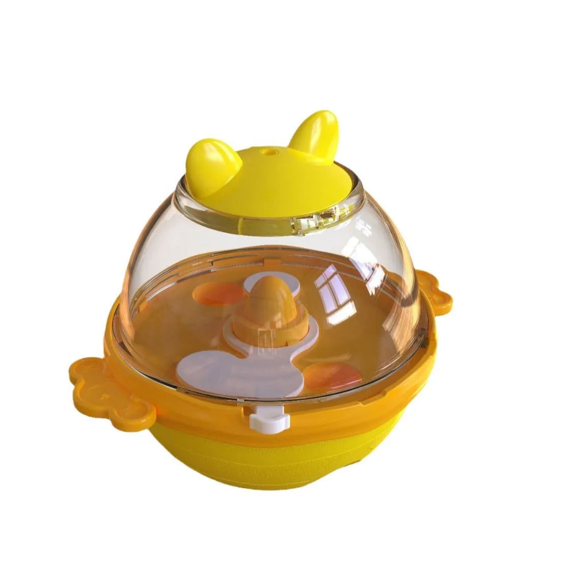 Yellow TPR dog tumbler food feeder toy with leakage design for interactive feeding