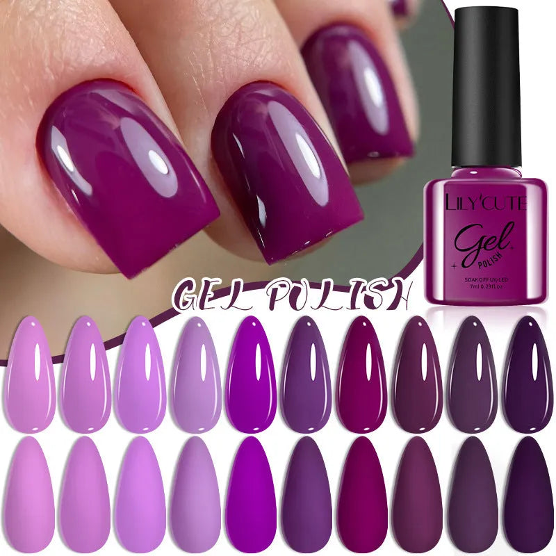 UV gel nail polish set with 20 glitter colours in 7ml bottles
