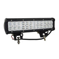 Black aluminium alloy dual row 72W LED roof light bar for off-road vehicles with a grille mount.
