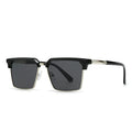 Men's square sunglasses with plastic frame and UV400 lenses in six colour options including black silver and tea frame variations