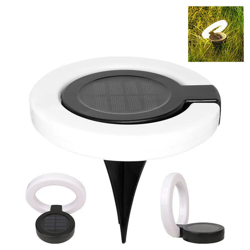 Solar underground light with waterproof folding aperture for outdoor garden pathway illumination