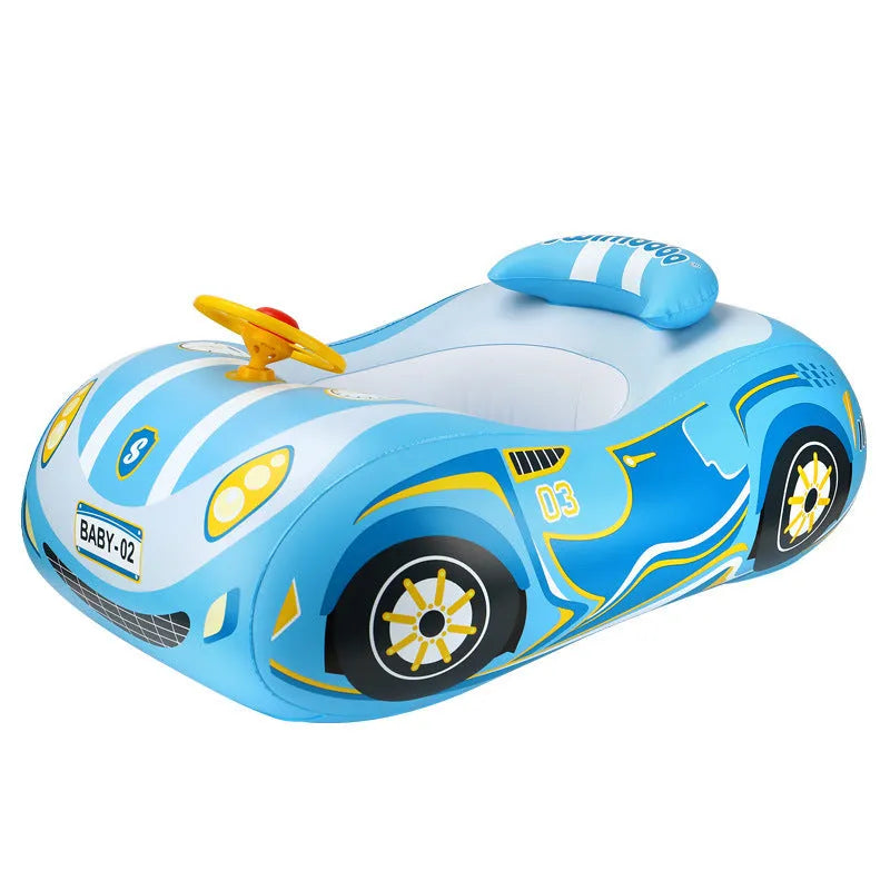Pink cartoon sports car inflatable swimming ring for children's swimming and wading