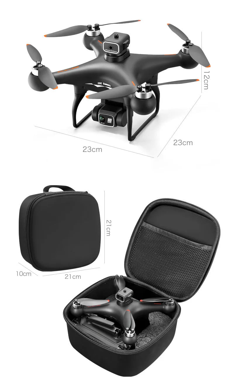 S116 black HD brushless UAV with four-side obstacle avoidance and camera in flight