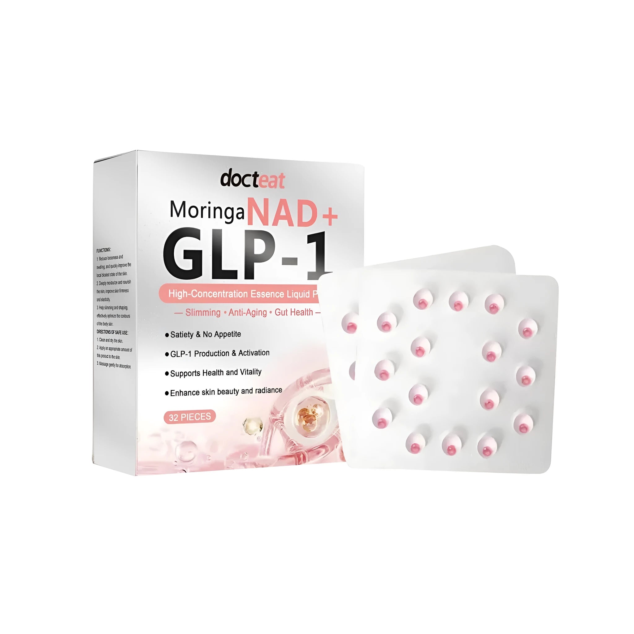 Pack of 32 mint-flavoured soft gel capsules containing MCT oil and probiotics AP-32 and ET-66.