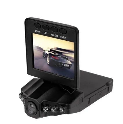 H198 HD six-light infrared night vision car DVR with 2.4-inch screen showing parking monitor display
