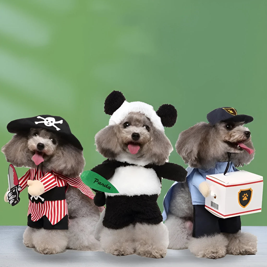 European American style polyester pet clothing in sizes S M L XL with raccoon panda cowboy designs