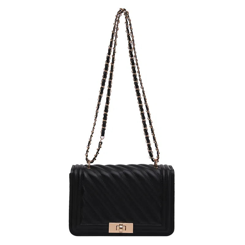 Single shoulder crossbody bag in PU with stitching detail, horizontal rectangle shape, shown in one of 14 colours