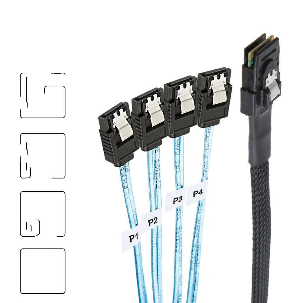 Straight head SAS server hard disk cable with coaxial interfaces in 0.5m and 1m length options