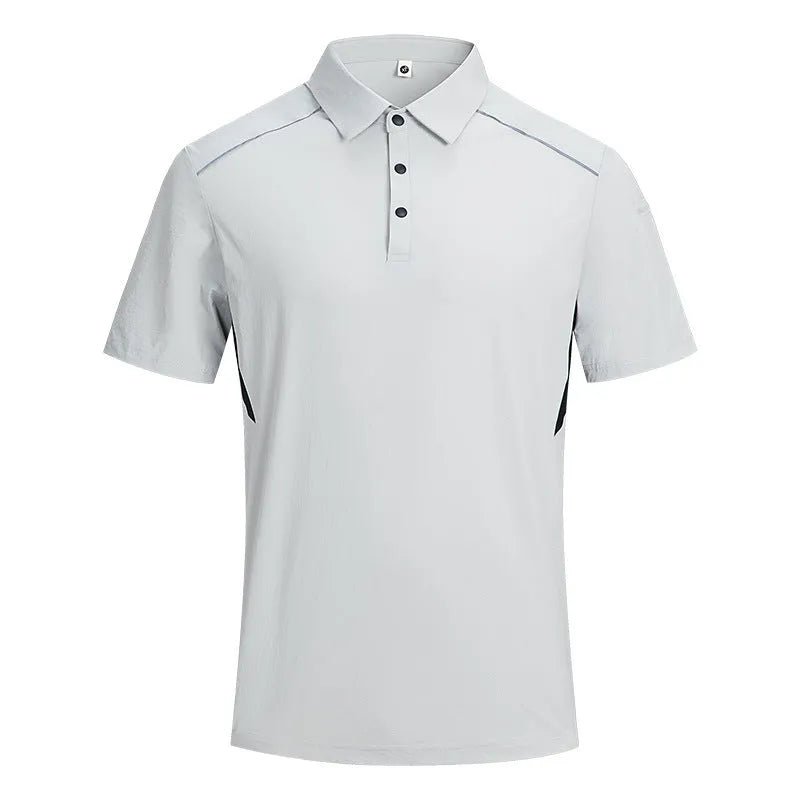 Short-sleeve work shirt in lightweight ice-feel fabric shown in silver-white-grey colour