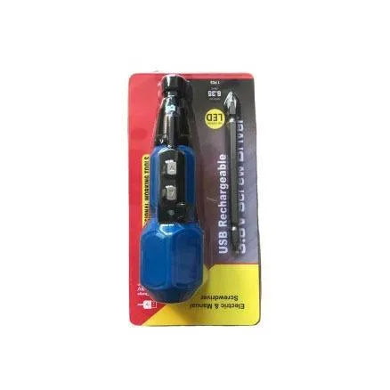 Alloy steel straight handle electric screwdriver in black or blue with 36V lithium battery and torque adjustment