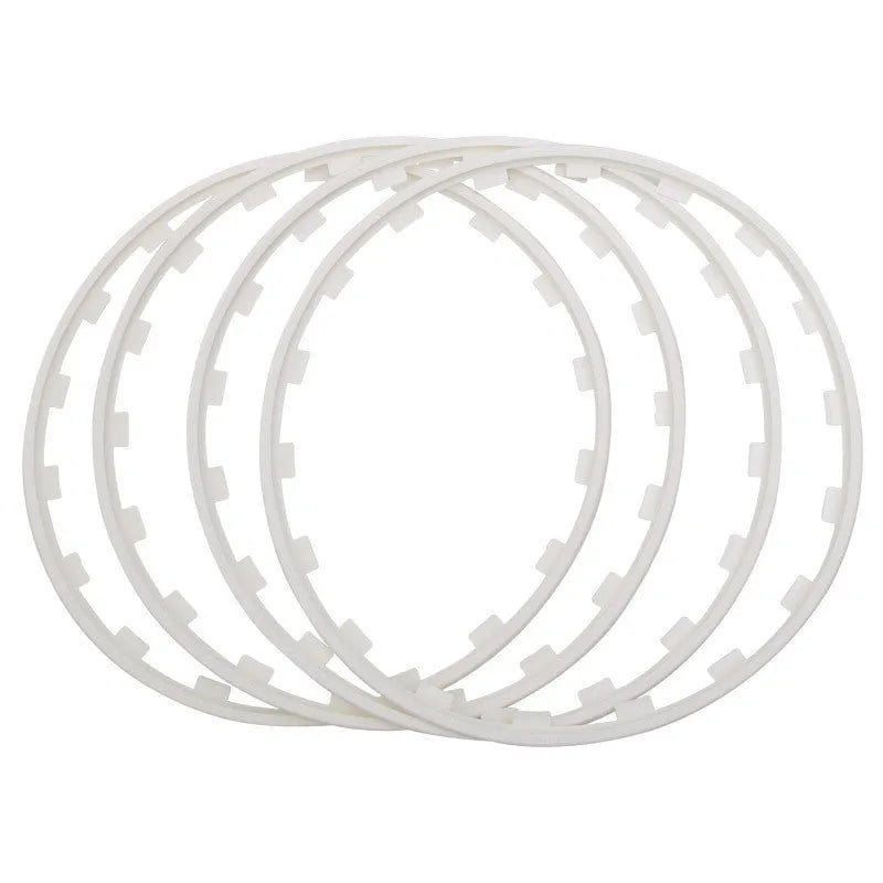 Set of four coloured nylon wheel hub protection rings for alloy wheels