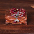 Handcrafted watermelon crystal bracelet with Chinese knot in 6mm or 8mm bead sizes
