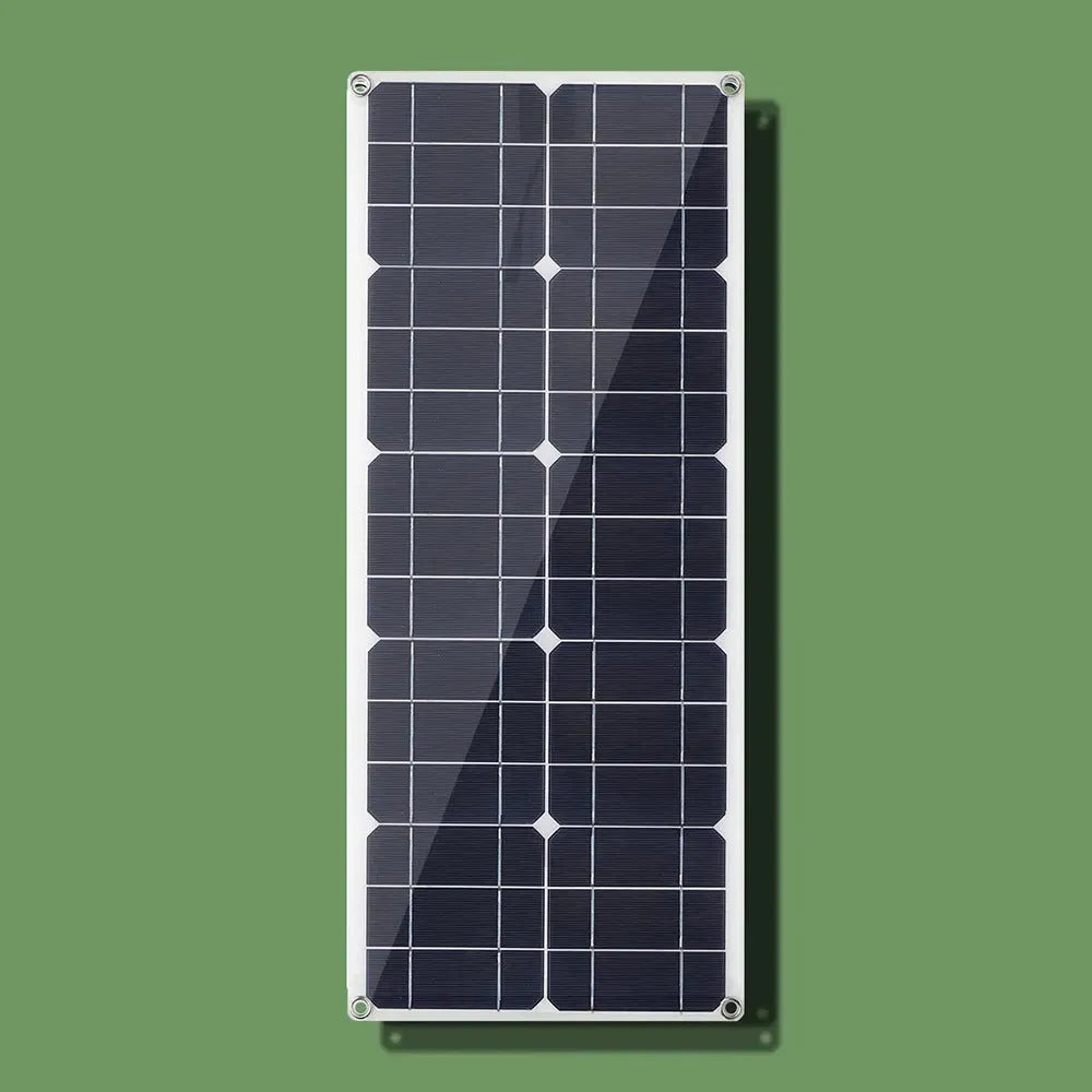 30W semi-flexible outdoor solar panel with USB charging ports for mobile devices