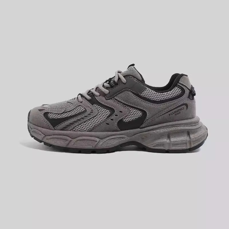 Women's grey platform casual sneaker with leather stitching and EVA sole