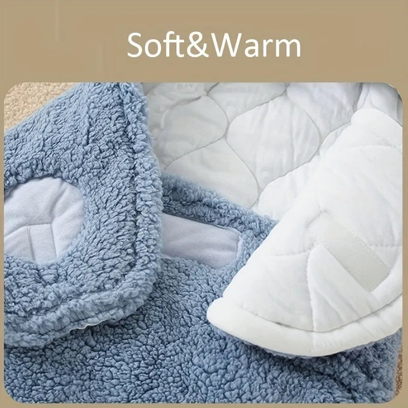 Baby wearing adjustable cotton swaddle sleep sack with velcro closure