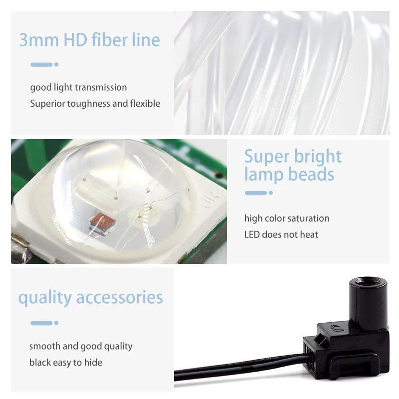 Car interior LED light strip kit with USB wireless RGB illumination and manual control interface