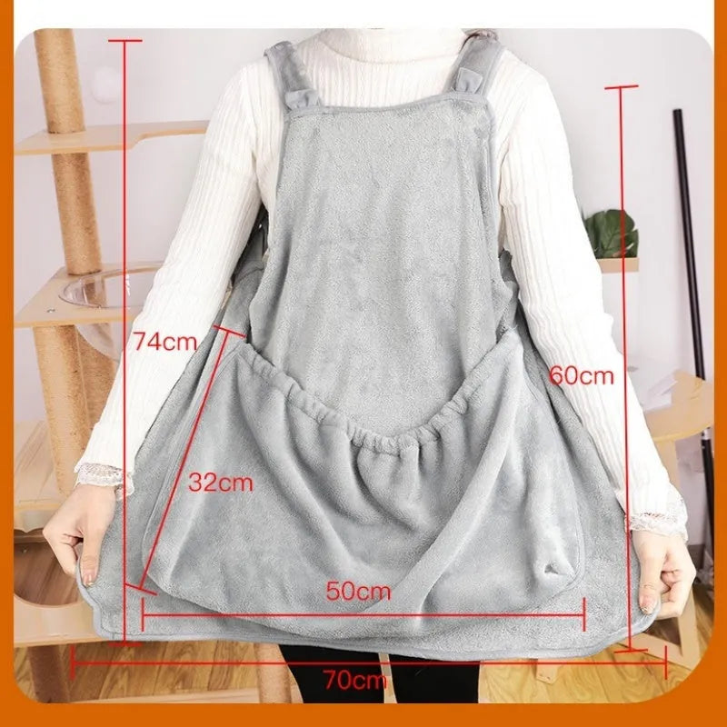 Plush pet carrier apron hanging chest bag for small cats and dogs with adjustable neck