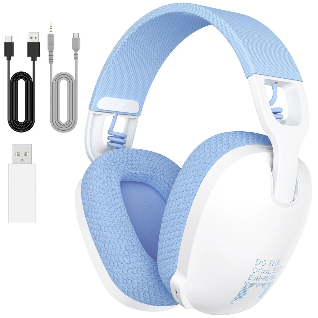 Wireless black and white gaming headset with noise reduction and Bluetooth connectivity