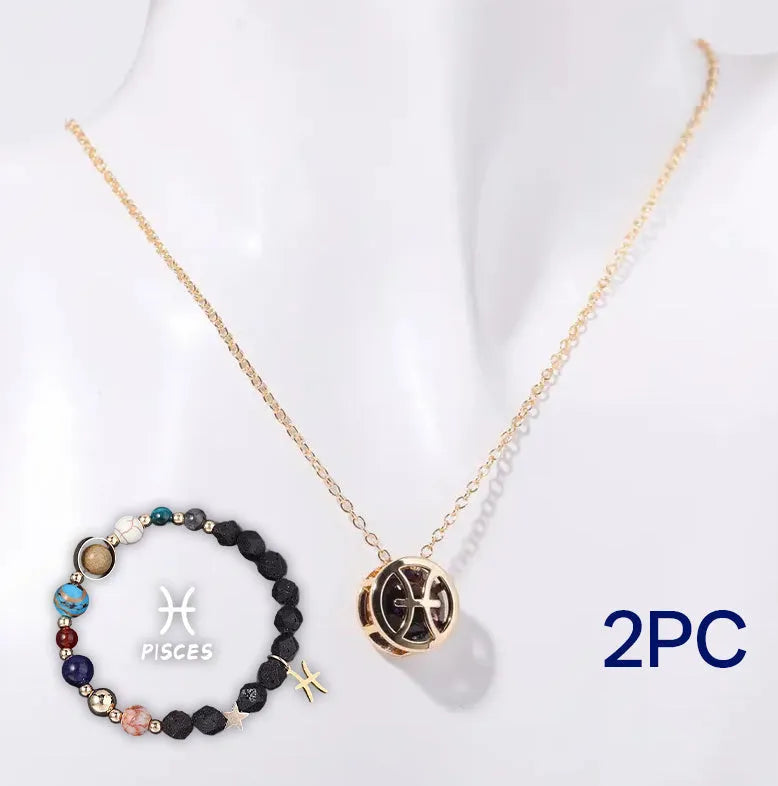 Natural stone beaded multi-strand necklace and matching bracelet set on a background.