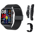 ECG monitoring sports smart watch with square IPS screen, aluminium alloy case and silicone strap