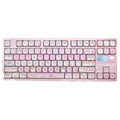 Pink MOA height keycaps with cartoon designs on all five sides for mechanical keyboard customisation
