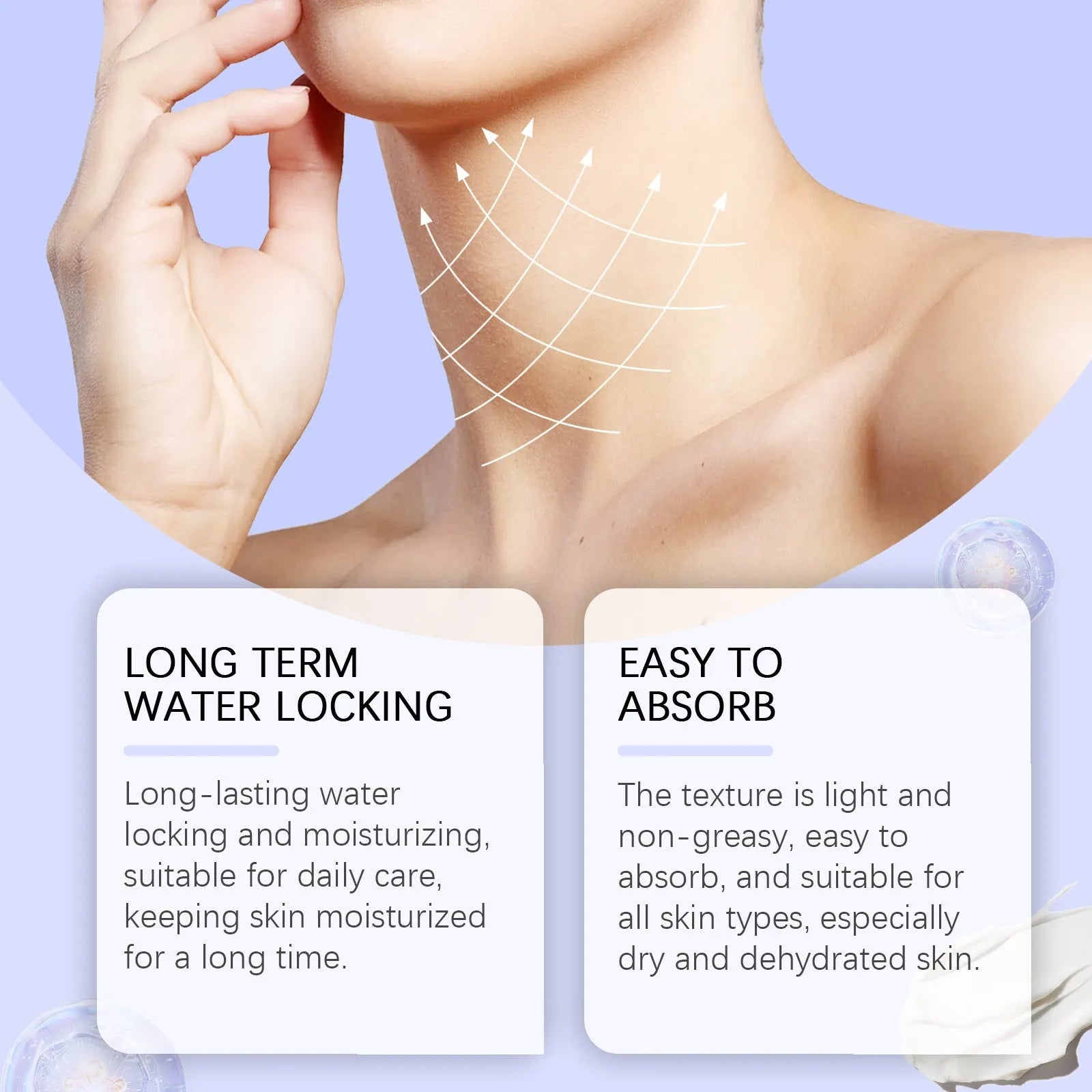 50g neck skin cream jar with moisturising formula containing hyaluronic acid and coffee extract for neck skincare