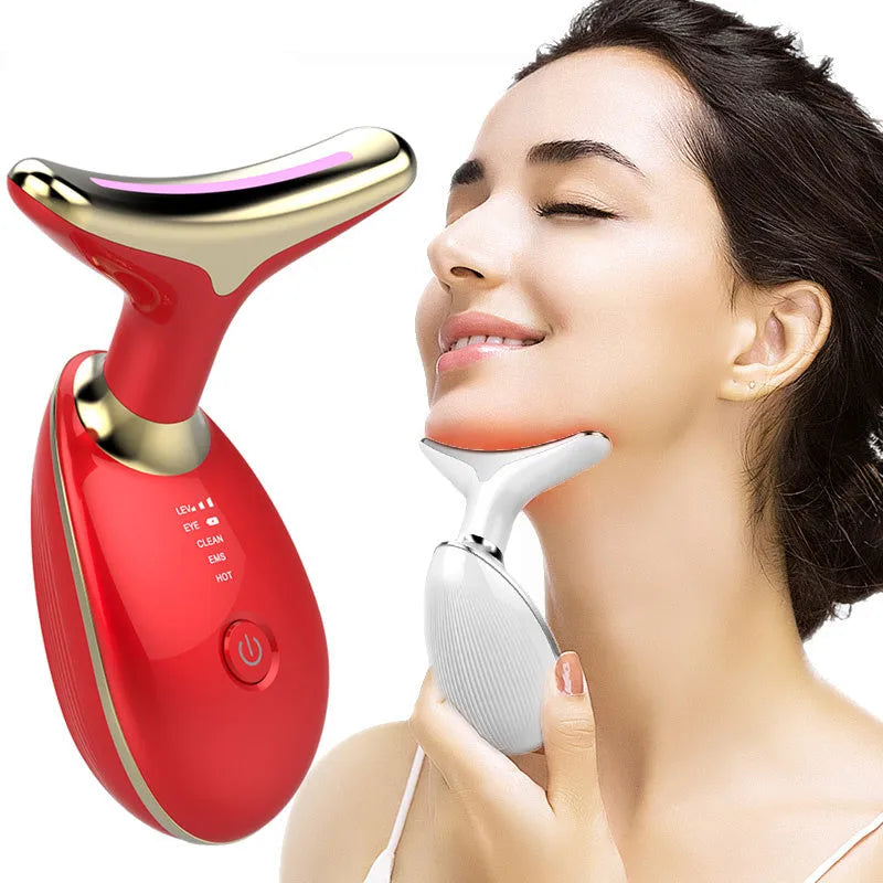 EMS thermal neck lifting massager with LED lights and microcurrent technology for skin tightening
