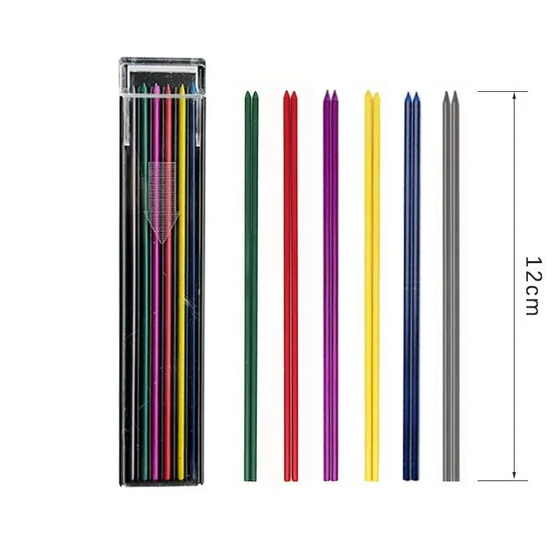 Box of 12 mechanical pencil leads in rainbow colours for 0.5mm pencils