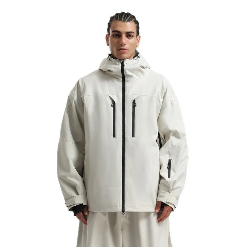 Men's loose zip ski suit jacket in polyester fibre, waterproof windproof, available in six colours and sizes S to XXL