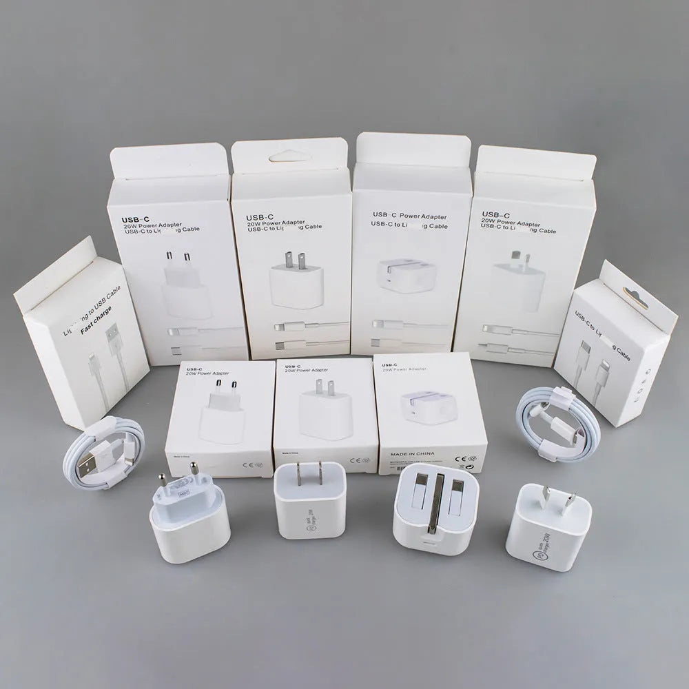 White 20W USB Type-C PD charger with international plug compatibility