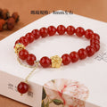 Handmade natural agate bracelet with peach blossom copper parts and 8mm beads