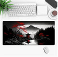 Anime pattern gaming mouse pad with non-slip rubber base in multiple size options on desk