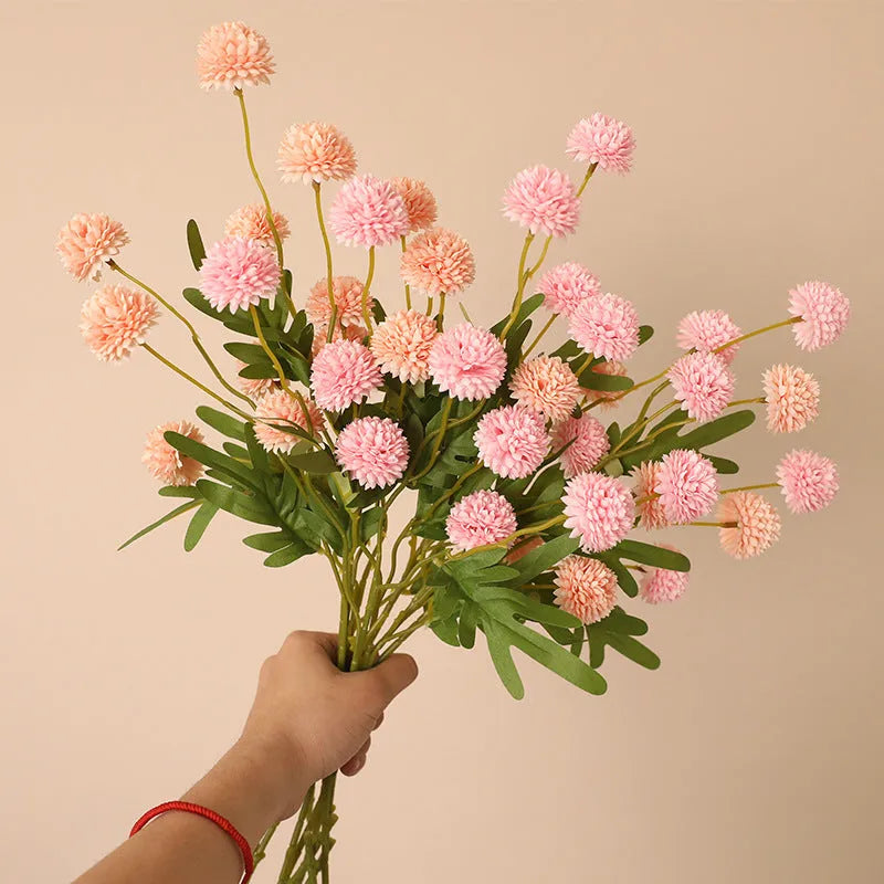 Five-head dandelion chrysanthemum silk flower ornament in multiple colour options