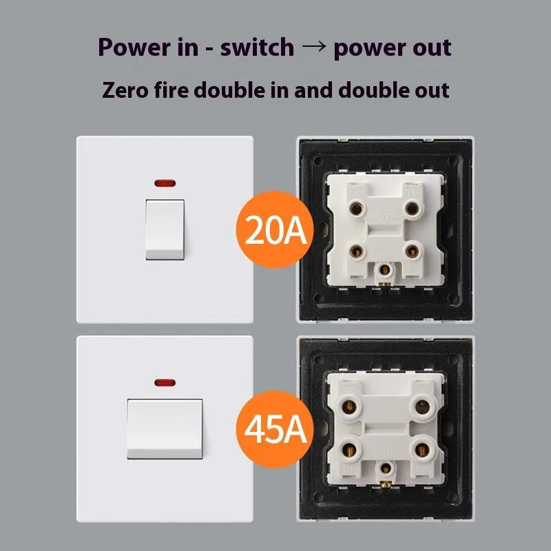 25A 45A 3P high-current plastic switch with light panel for curved rack installations in gold, grey, or white colour
