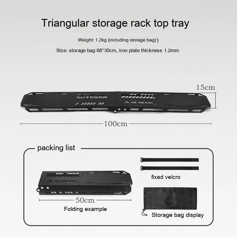 Foldable aluminium triangle camping clothes drying rack with side hanger and multiple hooks