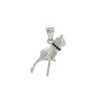 925 sterling silver cat pendant necklace with electroplated finish on 40-45cm chain
