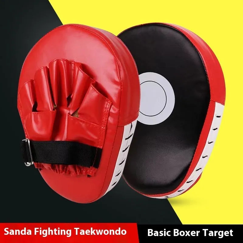 Boxing hand targets for Sanda Muay Thai training with curved and flat designs in multiple colour options