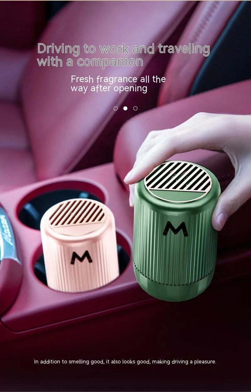 10cm by 6cm solid car aromatherapy cup for odour removal and fragrance in Classic Gulong, Gardenia, Romantic Encounter, or Velvet Rose scents.