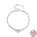 Sweet Girlish 925 sterling silver heart bracelet with adjustable chain showing 6mm pendant detail