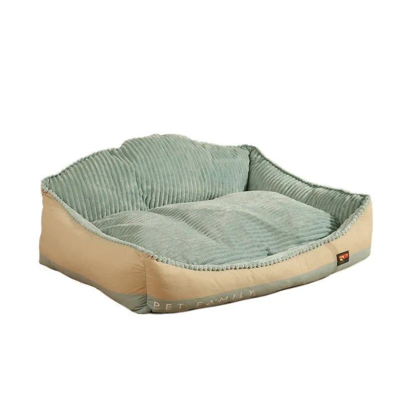 Morandi colour pet bed with removable cover, shown in M and L sizes for dogs and cats