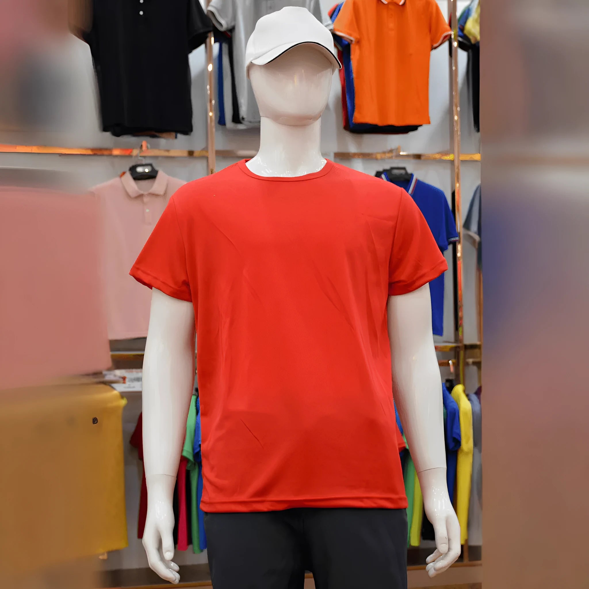 Quick-drying slim fit short-sleeved T-shirt in multiple colours with round neck