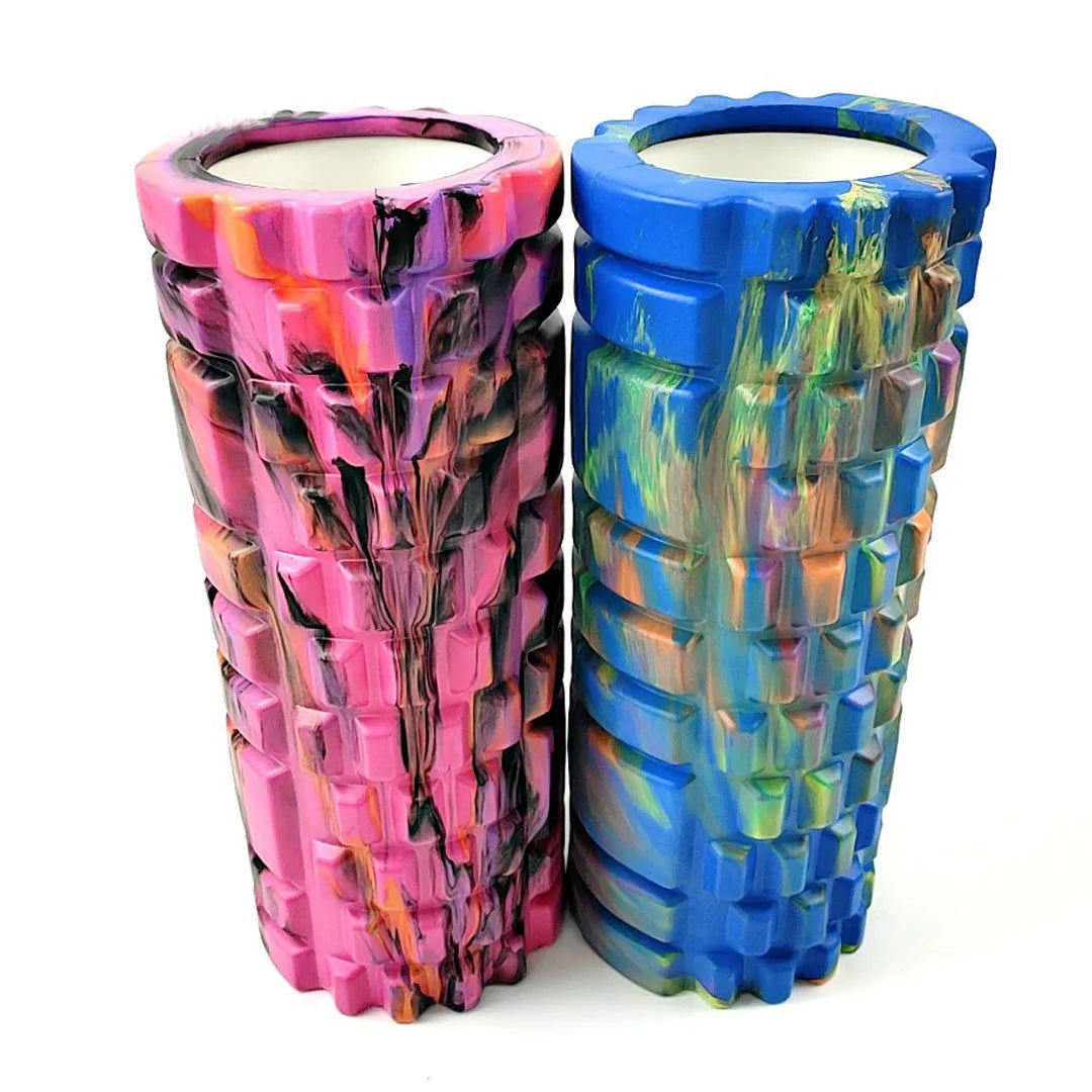 33cm long camouflage pattern EVA foam roller on a floor.