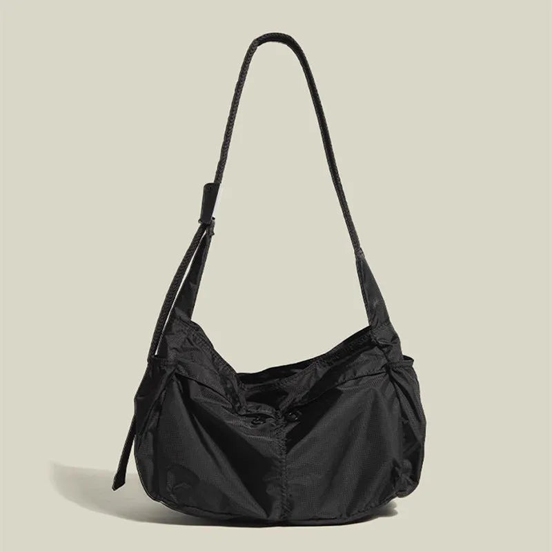 Nylon waterproof messenger bag in horizontal square design with shoulder strap