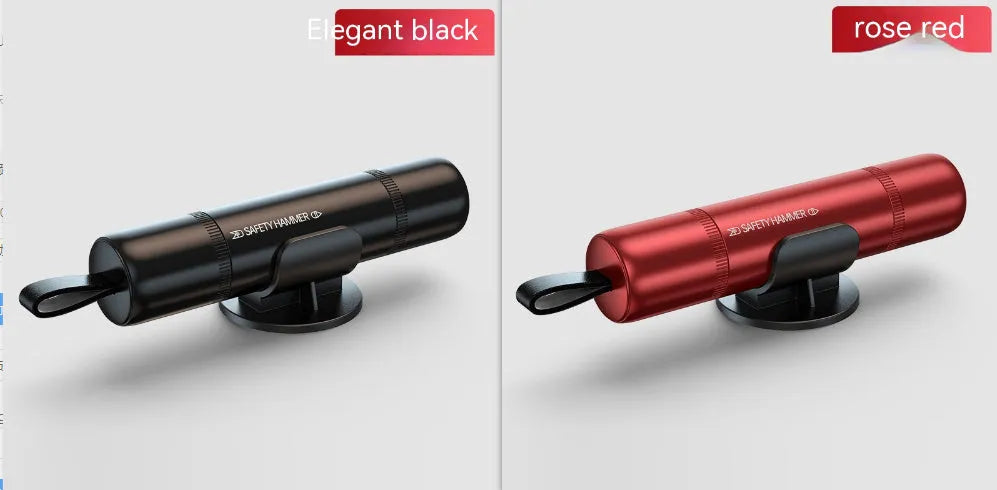 Aluminium alloy car safety hammer with window breaker, seatbelt cutter, LED torch and alarm functions