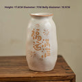 Chinese hand-painted ceramic joy vase with 8 cm diameter, showing traditional carving and lucky persimmon colour.