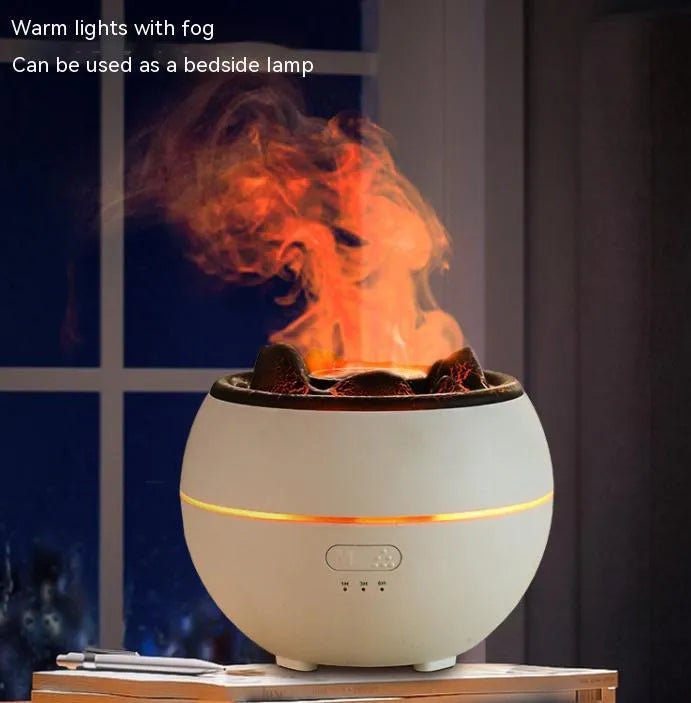 White crack style ultrasonic aromatherapy diffuser and humidifier with mechanical controls and round design