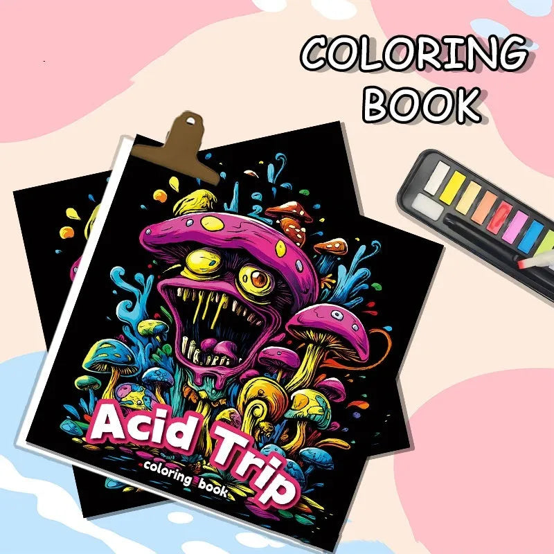 Creative painting book with 200mm acid-free pages in acid tour colour, showing flat-open binding