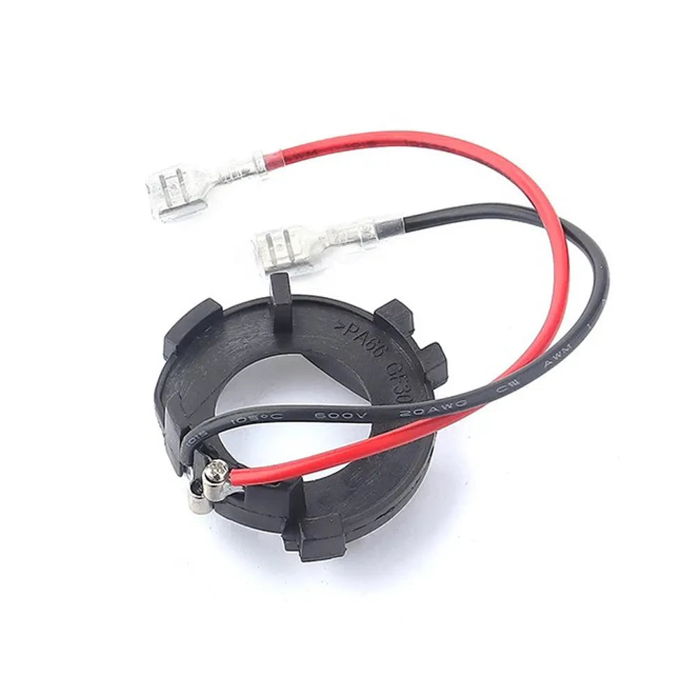 Black H7 LED headlight adapter bracket with copper wiring for Volkswagen Golf 5 and Jetta models